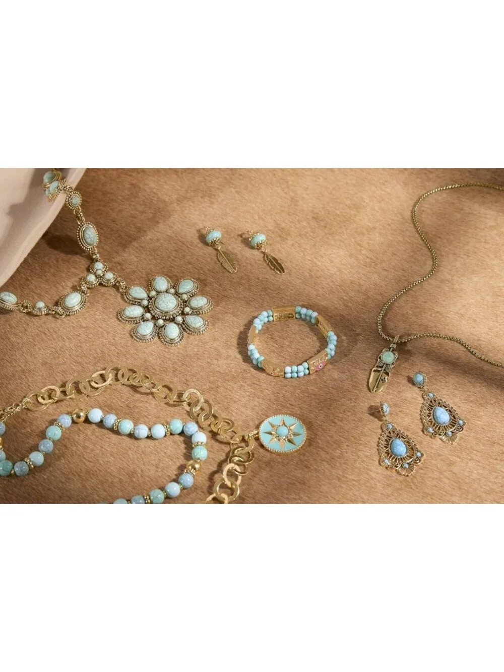 Turquoise Dangle Earrings for Women, Oxidized Gold & Silver Western Jewelry